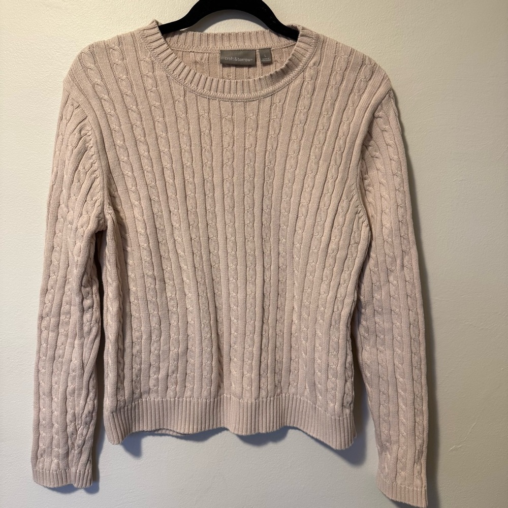 Croft & Barrow Women's Beige Cable Knit Sweater  Size L GUC